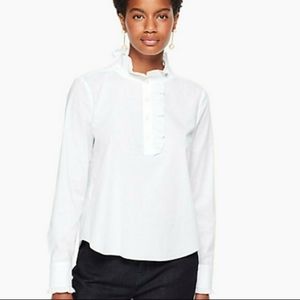 Kate Spade Broome Street Ruffle Neck poplin shirt